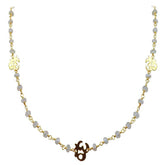 CHG-197-RM-OM-18" 18K Gold Overlay Necklace With Rainbow Moonstone Beads Bali Designs Inc